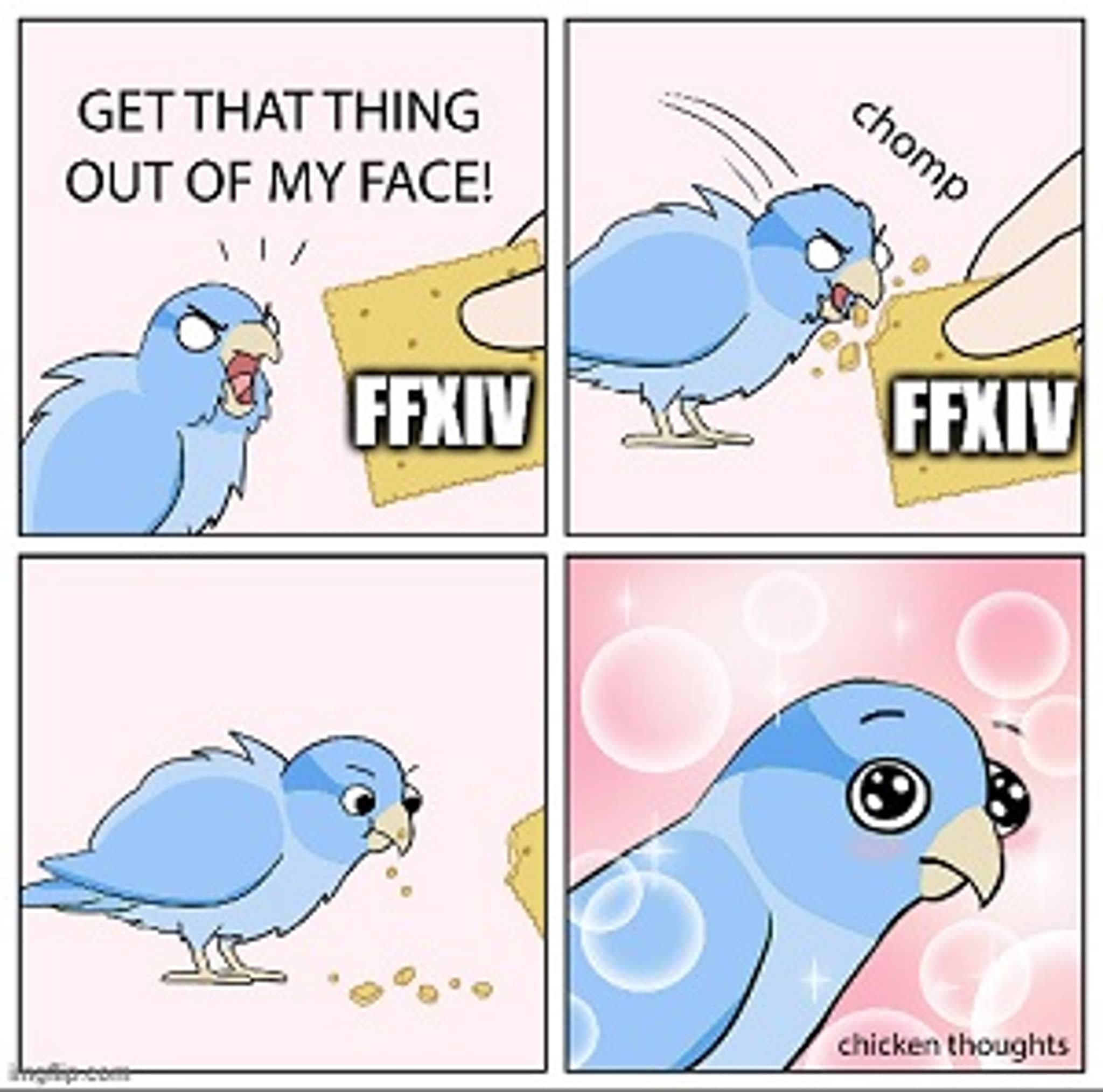 Me before and after playing Final Fantasy XIV.