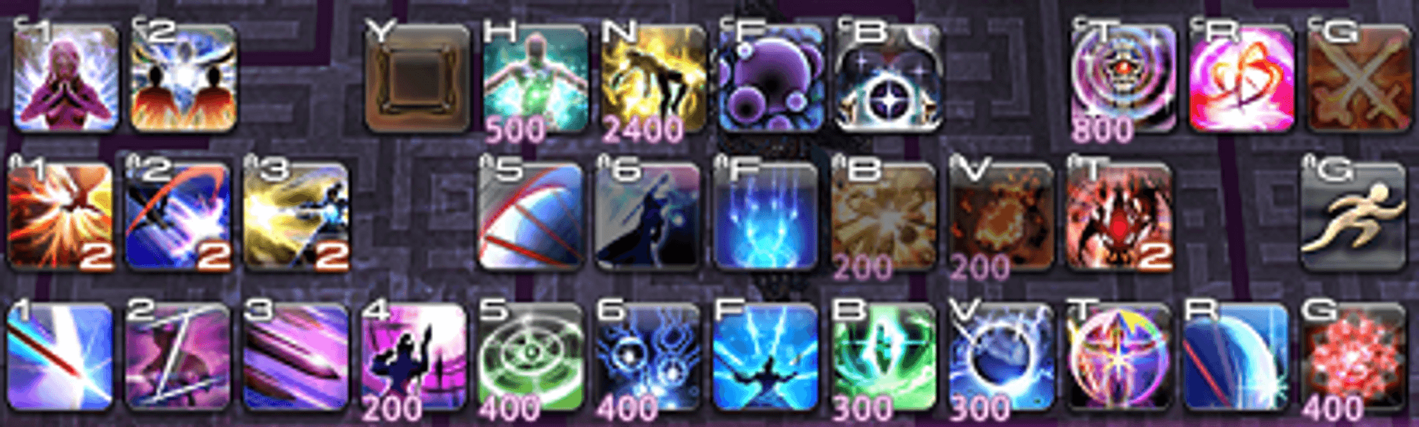 My Red Mage hotbar in Final Fantasy XIV. Dont judge my awkward hotkeys.